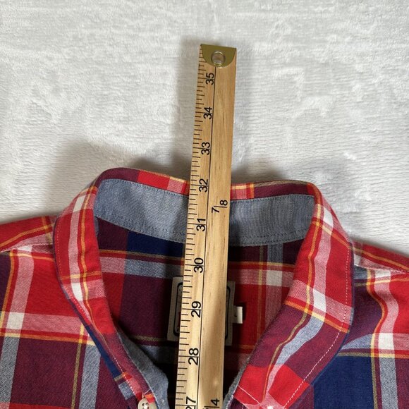 Pendleton Shirt Men Size L Red Plaid Short Sleeve 100% Cotton Single Pocket Surf - Picture 9 of 12